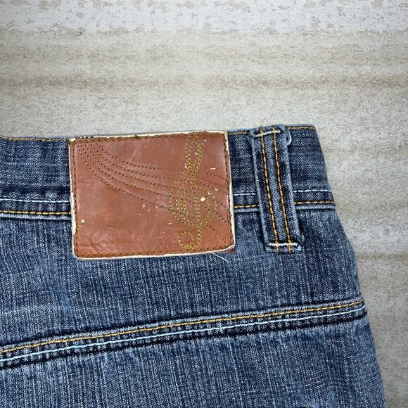 Vintage Skater Wide Leg Jean Shorts Sound of Freedom Grey Wash Baggy Denim Y2K - Picture 4 of 5